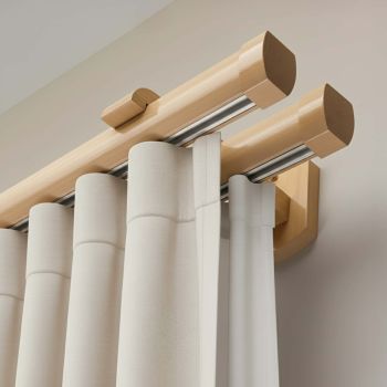 Șină pentru perdea și draperie Domino Dublu din lemn