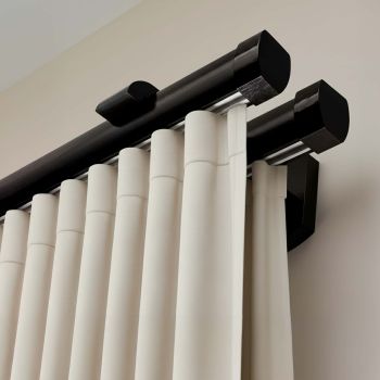 Șină pentru perdea și draperie Domino Dublu din lemn