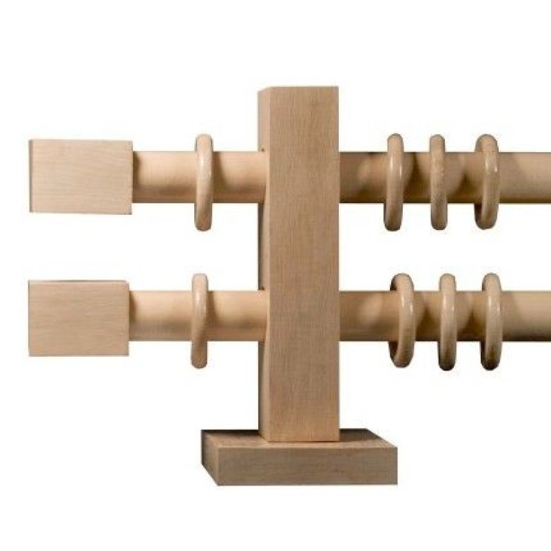 Galerii din lemn pentru perdele: Kubico Double Ø 28 mm culoare natur