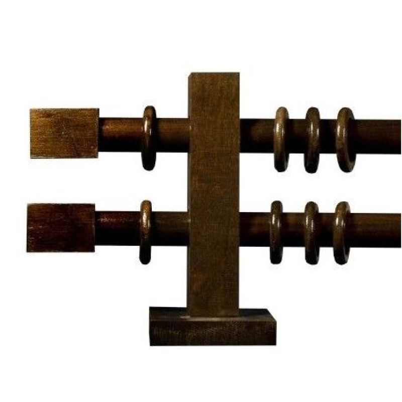 Galerii din lemn pentru perdele: Kubico Double Ø 28 mm culoare wenge
